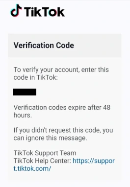 Código de verificación de correo electrónico de TikTok