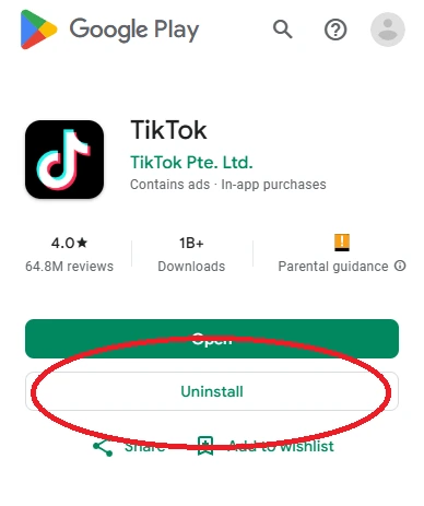Reinstall TikTok on Android