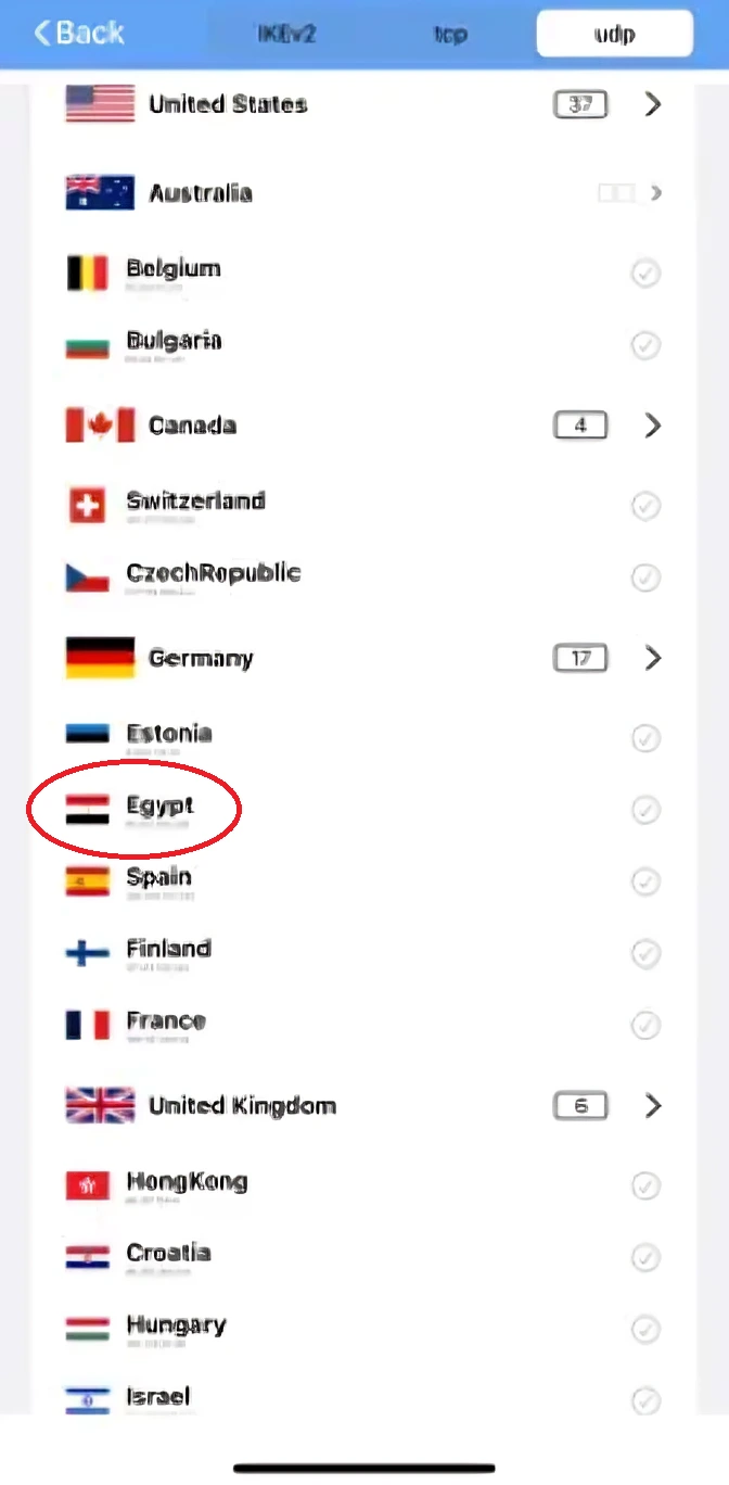 Conectarse a la VPN de Egipto